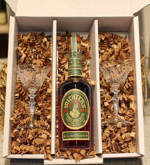 Michter's Bourbon with Set of 2 Italesse Crystal Cocktail Glasses