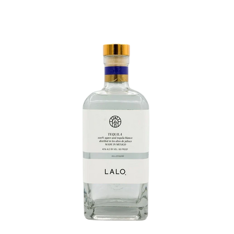 LALO Tequila Blanco bottle displayed against a black background at Community Wine & Spirits.