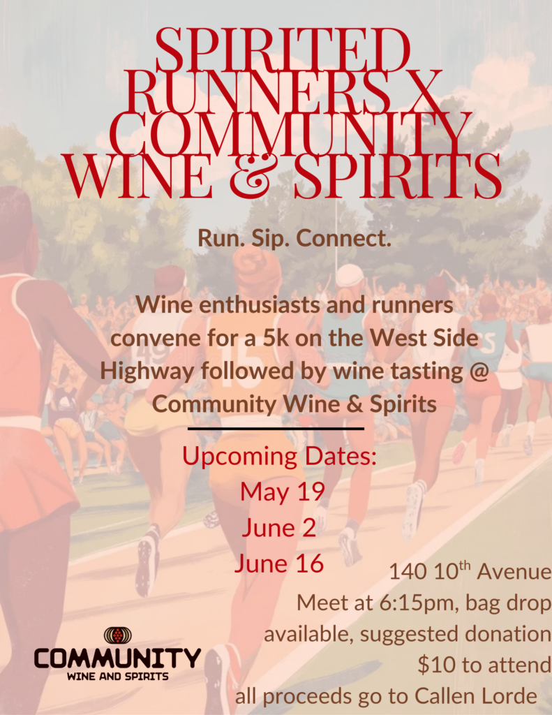 Spirited Runners 5K + Wine Tasting Monday 5/18, 6/2 + 6/19 @ 6:15PM to Benefit Callen Lorde